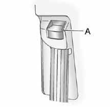 To move it down, push down on the release button (A) and move the height adjuster to the desired position. You can move the height adjuster up by pushing up on the shoulder belt guide.