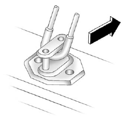 8. Make sure the metal tube is centered at the striker. Push the tube toward the front of the vehicle.