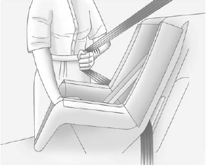 5. Pull the shoulder belt all the way out of the retractor to set the lock. When the retractor lock is set, the belt can be tightened but not pulled out of the retractor.