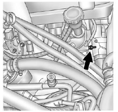 If your vehicle has a gasoline engine, the remote negative (-) terminal is a stud located on the right front of the engine, where the negative battery cable attaches.