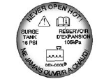 1. Remove the coolant surge tank pressure cap when the cooling system, including the coolant surge tank pressure cap and upper radiator hose, is no longer hot.