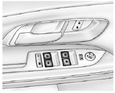 Press the front of the switch to lower the window. Pull the switch up to raise