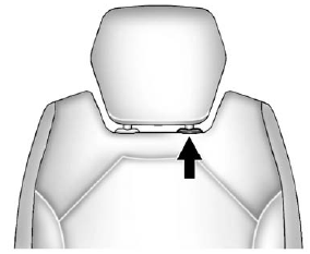 1. Pull the head restraint up to raise it. To lower the head restraint, press the release button, located on the head restraint post on the top of the seatback, while you push the head restraint down.