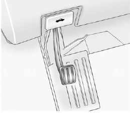 To set the parking brake, hold the regular brake pedal down, then push the parking brake pedal down.