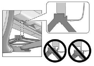 The triangle is located near each wheel on the vehicle's exterior.