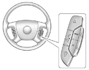 If equipped, some audio controls can be adjusted at the steering wheel.