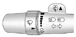 The front wiper control is located on the turn and lane-change lever.