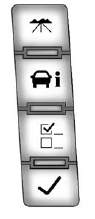The buttons are the trip/fuel, vehicle information, customization, and set/ reset buttons. The button functions are detailed in the following pages.