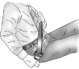 6. To make the lap part tight, pull up on the shoulder belt.