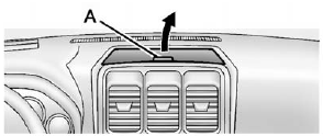 This vehicle has an instrument panel storage area. To open the cover, press the button (A).