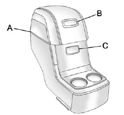For vehicles with a second row center console, open each area to access the storage compartment inside.