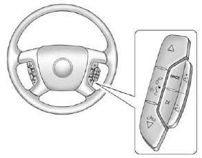 Vehicles with audio steering wheel controls could differ depending on the vehicle's options. Some audio controls can be adjusted at the steering wheel.