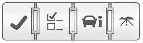 The buttons are the set/reset, customization, vehicle information, and trip/fuel buttons. The button functions are detailed in the following pages.