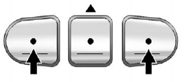 1. From inside the vehicle, press and hold down the two outside buttons at the same time, releasing only when the Universal Home Remote indicator light begins to flash, after 20 seconds. This step will erase the factory settings or all previously programmed buttons.