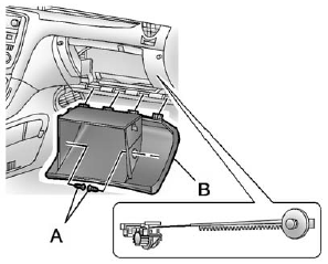 2. Twist the compartment retainers (A) and pull outward to remove.